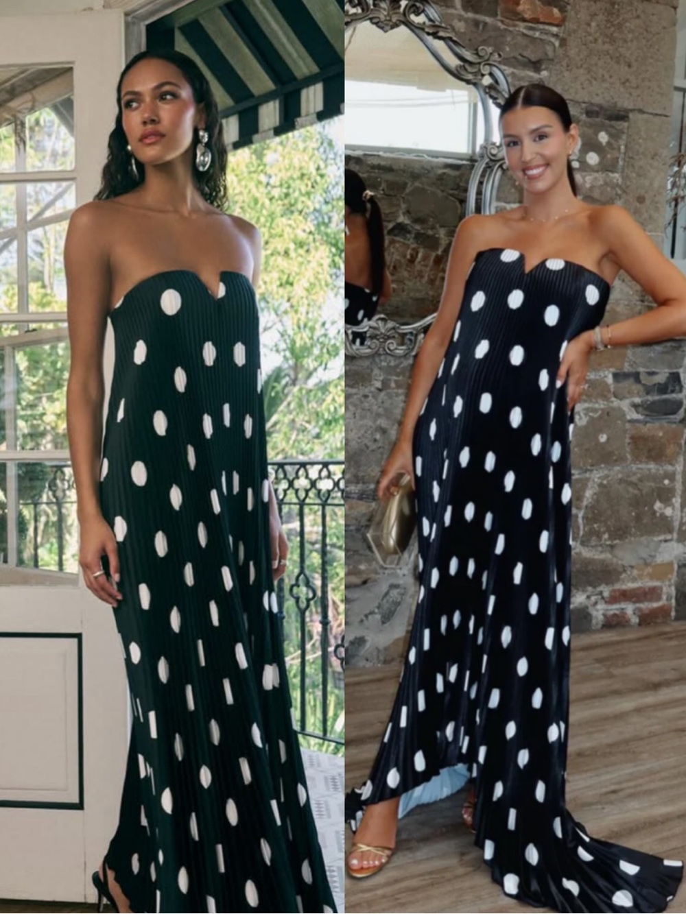 L’IDEE Black Tie Gown Black & White Polka Dot noir Maxi Dress Size US 4 NEW! NWT